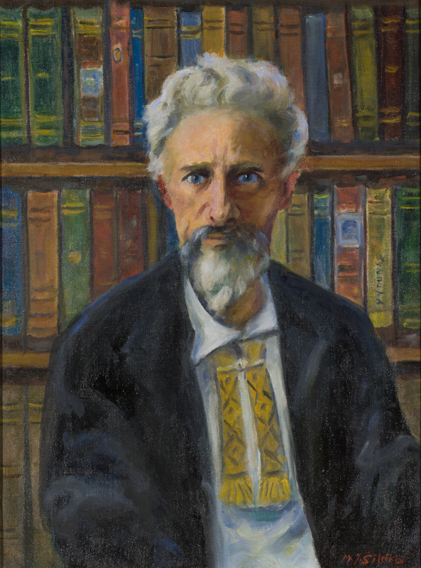 ZKM-10706; D-203; M. Šileikis Filosofo Vydūno portretas. Išm. 61,0×46,0 cm
