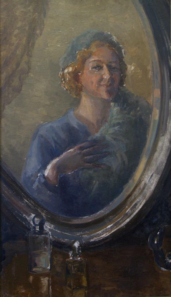 Autoportretas prie veidrodžio. E. Kabiščer-Jakerson.1920 m. pab. – 1930 m. pr.